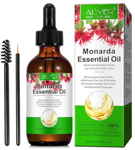 Huile essentielle de monarda, nourrissante et anti-âge, favorise la croissance des cheveux et la santé des ongles, réduit l'acné du visage, soulage les allergies et les démangeaisons, pour tous les