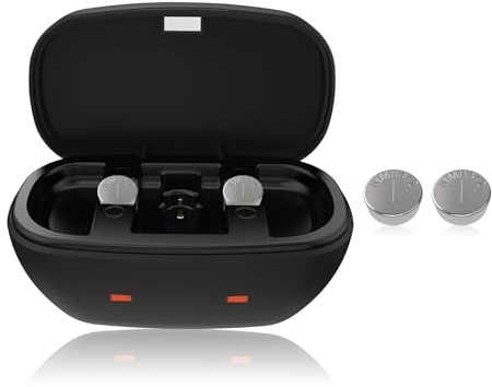 Wokyo 312 baterías recargables de audífonos y 312 cargador de batería, cargador de audífonos, funda de viaje para 312 amplificadores de audífonos, cargador de batería con 4 unidades de 312 baterías