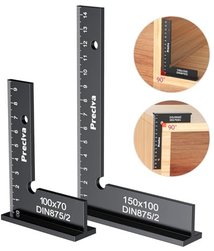 Equerre Menuisier, Preciva 2pcs Précision Angle Droit Bloc Règle avec Échelle, Aluminium 150x100mm&100x70mm Fausse Equerre Charpentier Metal pour Machines Mettre en Place et Laboratoire Utilisation