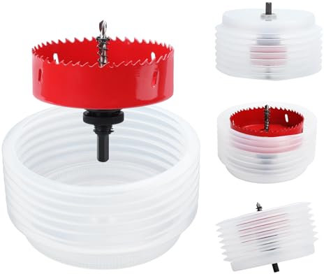 hsawbit 65mm Hole Saw Hole Cutter with Dust Collector, Holesaw Dust Catcher (125mm) for Recessed Lights Drilling Soft Wood, PVC Board and Plastic Plate