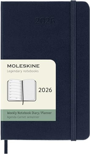 Moleskine Classic 12 Month 2026 Weekly Planner, Hard Cover, Pocket (3.5 x 5.5), Sapphire Blue, 144 pages