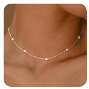 ALEXCRAFT Ketten Halskette für Damen Frauen, Sterling Silber 925 Halsketten mit Zirkonia, Verstellbare Schlüsselbeinkette Halskette ohne Anhänger Stapelbare Halsketten Boho Silber Schmuck Ketten