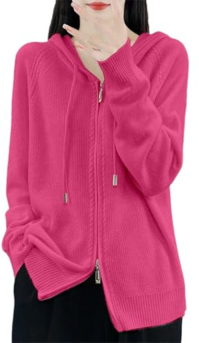 Générique Cardigan Femme à Capuche Zippé – Gilet Tricoté Épais Oversize en Maille Chaude – Pull Femme Automne Hiver Décontracté pour Bureau, Voyage, Sorties