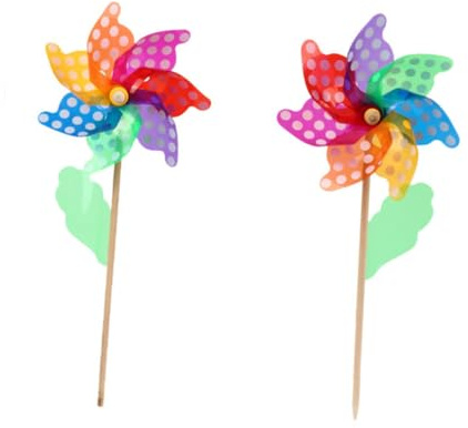 Sewroro Mulino a Vento in Legno Multicolore 18 Cm, Set 6 Pezzi Girandola da Festa Decorazione per Esterni, Gioco per Giardino e Cortile