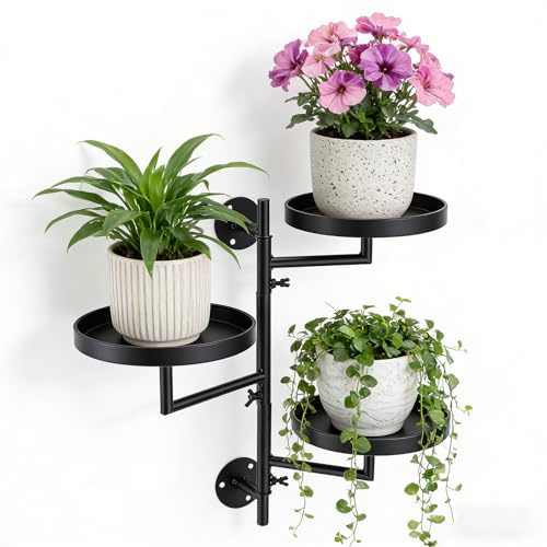 Colgador de Pared para Macetas, Set de Jardineras, Soporte para Plantas Exterior, Plant Stand Interior Exterior, Estante para Plantas Alto, Estante de Flores de Varios Niveles para Balcón, Salón