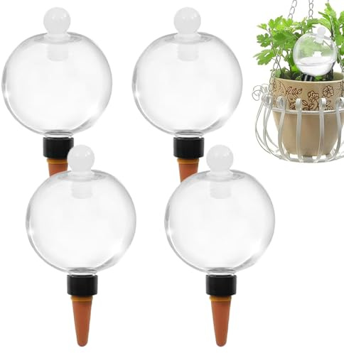 4 Bolas de Riego para Plantas, 500 ml Bolas de Riego para Plantas Transparente, Cebollas de Riegos Transparentes, Dispensadores De Agua para Macetas, con Tapa, Sala, Jardín, Estar, Jardín