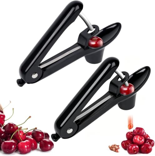 Snocciolatore per ciliegie, 2 pezzi, in acciaio inox, per rimuovere il nucleo della ciliegia, con design a pressione manuale, gadget multiuso da cucina per ciliegie, giuggiole, olive, ecc