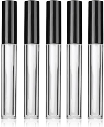 Lip Gloss Tube, 5pcs/set 5ml Clear Lip Glosses with Eyelash Wand, Empty Diy Makeup Liquid Lipstick Bottles Kit Mini Lip Balm with Funnels and Transfer Pipettes