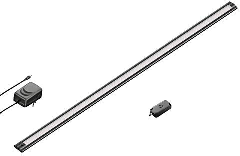 ledscom.de LED Unterbau-Leuchte SIRIS schwarz matt mit Netzteil und Touch-Dimmer, flach, 90cm, 963lm, warmweiß