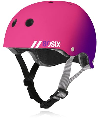 80Six Dual Certified Kids Skate Helmet for Boys/Girls Ages 5 to 14+ Triple Comfort & Protection - Perfect for Roller Skates, Bike, Scooter, BMX, Skateboard, Bike Helmet (Pink Purple Fade, Age 5+)