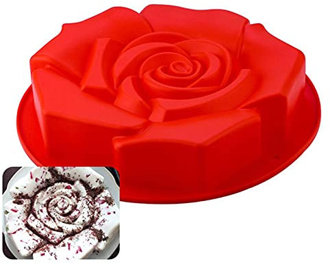 Holzsammlung Grand Moule à Gâteau en Forme de Rose Anti Adhérent en Silicone - Moules de Cuisson Pour Fête en Famille, Entre Amis
