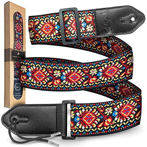 Belfort® Gitarrem för Akustisk och Elgitarr, E Bas och Ukulele - Musikband med Mikrofiber Läder för Barn och Vuxna + E-Bok, Vintage