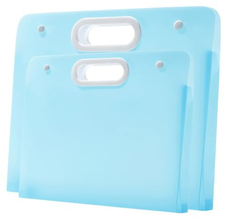 2pcs Plastic Art Portfolio Folder 17.32x13.22inch and 12.99x11inch Arts Storage Case for Diamond Painting, Student Drawing Container, Kids Artworks Keepsakes Storage Case,A3 and Letter Size (Blue)