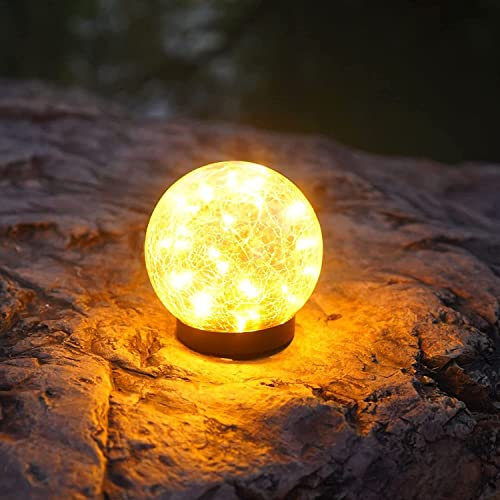 Solarlampen für Außen, Kizozo Solar Kugelleuchte 12cm, Solarlampen Garten IP55 wasserdicht, Solarleuchten für außen, Solar Gartenleuchten mit 30LED Lichter, Bodenleuchten außen, warmweiß,1 Stück