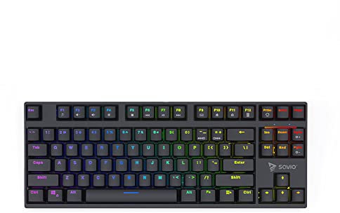SAVIO Gaming Tastatur Mechanische Kabellos “Rampage” - RGB Gaming Keyboard Wireless mit QWERTY Layout - Mechanische Gaming Tastatur Bluetooth Kompatibel mit Windows PC & Mac