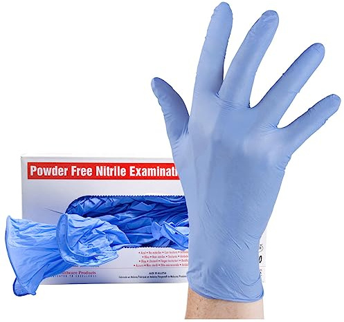 DE Healthcare Products - Nitril-Handschuhe (200 Stück), puder- & latexfreie Einmalhandschuhe, unsterile Handschuhe, blau, M