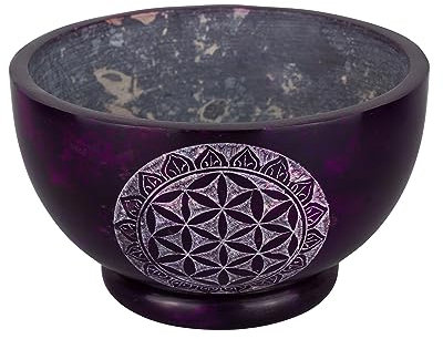NKlaus Speckstein Räucherschaleale Fuchsia 12,5x8cm Blume des Lebens Weihrauchgefäß 14857
