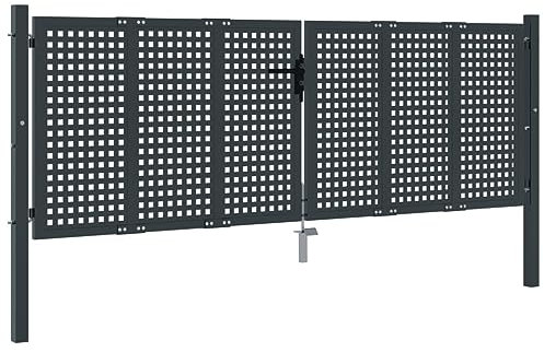 vidaXL Cancello da Giardino Antracite 300x100 cm in Acciaio