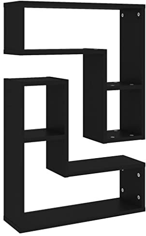 vidaXL 2x Wall Shelves Home Living Room Furniture Shelving Ledges Wall-Mounted Floating Hanging Wall Display Shelf Wall Rack Chipboard Black