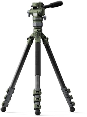 Tilta Trípode para Cámara con Cabezal Fluido, Trípode de Vídeo de Viaje de 160 CM con Patas de Fibra de Carbono de 3 Etapas, Carga Máxima 5 KG - Verde Bosque TT-VT05-FB-FG