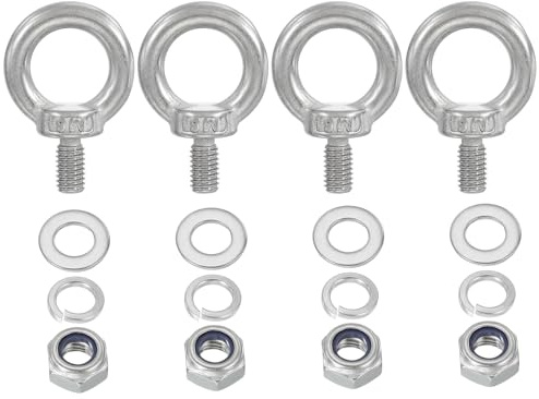PATIKIL Anneau À Vis M8 x 15mm Avec Écrou, 4 Pièces 304 Acier Inoxydable Anneau De Levage À Épaulement Vis À Filetage Pour suspendu, Argent