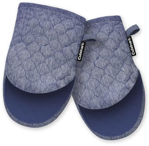 Cuisinart Silicone Mini Oven Mitts–5” x 8.5” Heat-Resistant Kitchen Mitts for Oven with Non-Slip 100% Silicone Palm, Cotton Filling, and Hanging Loop–Durable Oven Mitt Set for Cooking & Baking