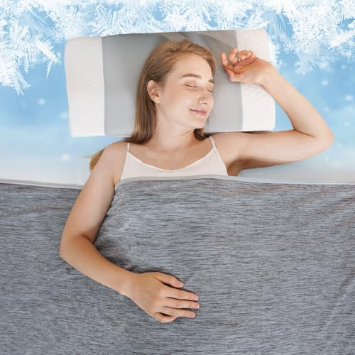 QUTOOL Cooling Blanket for Night Sweats Lightweight Single-sided Cool Design,Cool blanket for Hot Sleepers Breathable Summer Blanket for Bed Sofa Travel, Adults & Kids,Grey,150 * 200cm