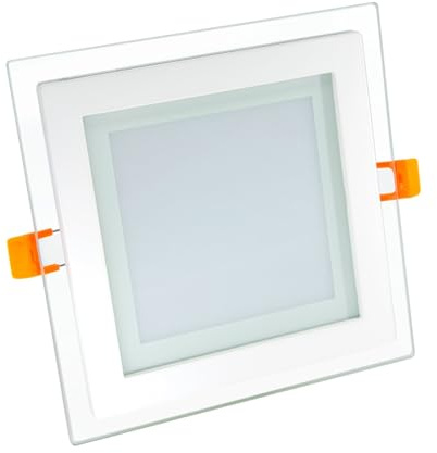 G.W.S® 12W Crystal Glass Edge Square LED Recessed Flat Panel Downlight Ceiling Light Neutral White (4000K), LED Driver Included