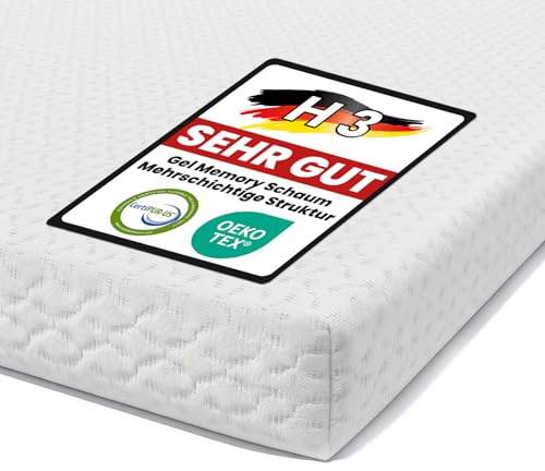 FRIDEKO 7,5cm Höhe Matratzen Topper 160x200cm, Matratzentopper, H2&H3 Gel Memory Foam Topper, Abnehmbaren und Waschbaren Bezug, Geeignet für Boxspringbett, Schlafsofas