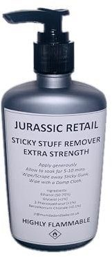 250ml Sticky Stuff Remover GEL - Extra Strength Powerful Adhesive, Glue, and Sticker Residue Remover for Windows, Glass, Plastic and Skin (SKIN SAFE) - Low Drip Formula with Pump