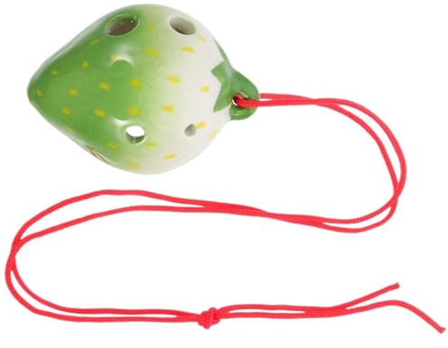 Ocarina jordgubbsformad keramik 6 hål Ocarina nybörjare övning vindinstrument tecknad design bärbar musik (grön)