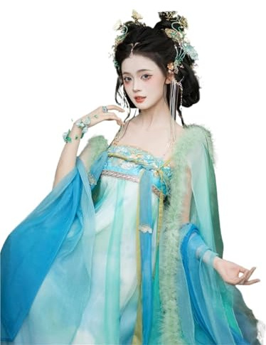 TBTROQXCT Hanfu – cape en lambeaux flottante, nouvelle collection printemps et été, robe Chebula faite Tang, atmosphère poitrine(S)