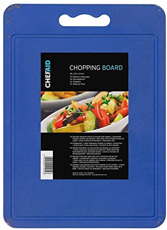 Chef Aid Large Blue Poly Chopping Board, Multipurpose Anti-Slip Surface, Easy Clean and Dishwasher Safe with Handle, Measures 40 x 30cm, Other Colour Options Available