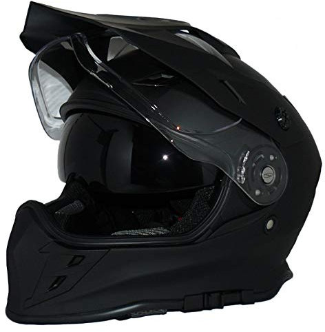 protectWEAR Crosshelm Endurohelm Motorradhelm mit integrierter Sonnenblende und Visier V331-SM-S