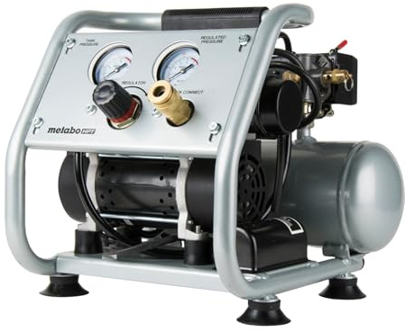 Metabo HPT Quiet Air Compressor, Portable 1 Gallon Oil-Free Air Compressor, Ultra-Quiet Operation at 59 dB, Universal Quick Coupler for Fast Tool Changes, Compact and Lightweight, EC28M