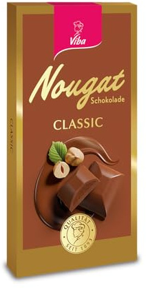 Viba Nougat-Tafelschokolade Classic, 100 g – Edelvollmilch-Schokolade mit 33% Nougatfüllung – Haselnuss Nougat Schokolade