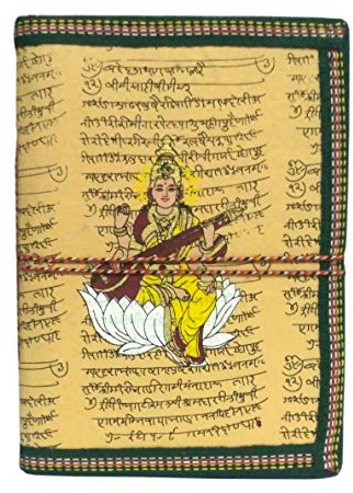 Purpledip handgjort papper journal gudinna saraswati: Vintage dagbok anteckningsbok med gängstängning (12083)