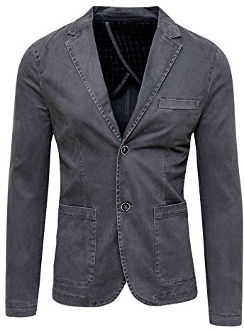 Evoga Blazer Giacca Uomo Grigio Slim Fit Elegante Formale Casual in Cotone (M, Grigio Antracite)