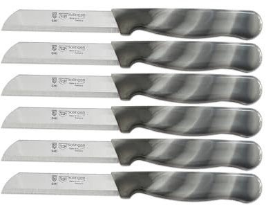 SMI 6 st Solingen Kökskniv Set Tandade Blad Skalkniv Grönsakskniv Fruktkniv Tillverkad i Tyskland - Silvervit