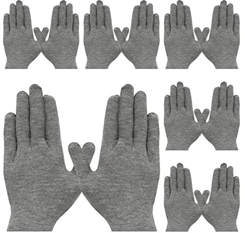 Cosymate Lot de 12 gants d'inspection gris en coton épais, doux et hydratants, gants de travail de sécurité, gants de travail en coton épais, le nettoyage d'archivage, les mains sèches