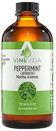 VINEVIDA Peppermint Japanese Essential Oil 4 oz - Undiluted Peppermint Oil 4 oz - Peppermint Candle Oil Scent - DIY Candle Scents for Candlemaking - Bulk Essential Oil for Soap Making Safe for Skin