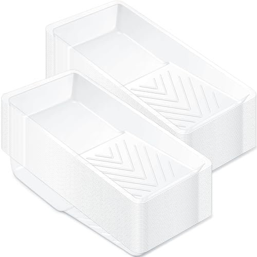 Geelin Farbwanne, 10,2 cm, weiße Farbroller, Einweg-Farbwanne, Kunststoff-Farbwanne mit strukturierter Oberfläche zum Streichen von Wänden, kompatibel mit den meisten Farbrollern, 80 Stück