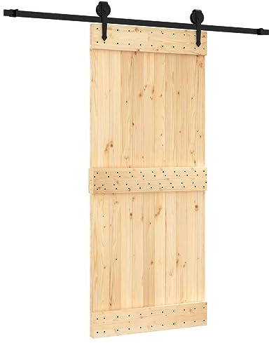 vidaXL Porte coulissante et kit de quincaillerie 90x210 cm pin massif, porte intérieure, porte de grange intérieure, porte de grange