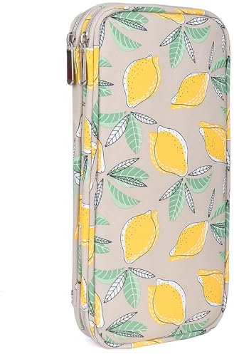 Aeelike Gelbe Zitrone Stricknadeln Häkelnadeln Aufbewahrung Etui, Doppelter Organizer Tasche mit Reißverschluss für Tunesische Häkelnadel Aufbewahrung, Stricknadel Set und Strickzubehör (OHNE Zubehör)