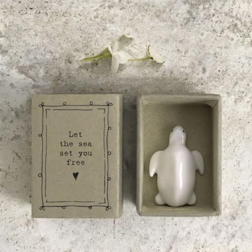 East of India Mini caja de cerillas de porcelana con diseño de tortuga que deja que el mar te libere, recuerdo, amante de las tortugas, regalo del mar