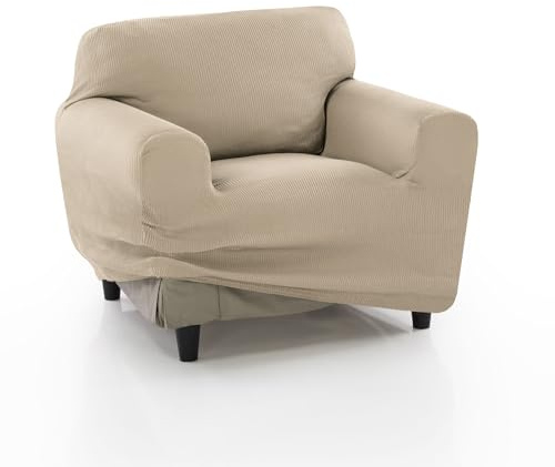 FAVERTI® Funda Sillón Elástica Universal de 70 a 110 cm | Modelo Reale | Beige | Funda Protectora Sillón Individual | Protector de Calidad de Tejido Jacquard Tacto algodón