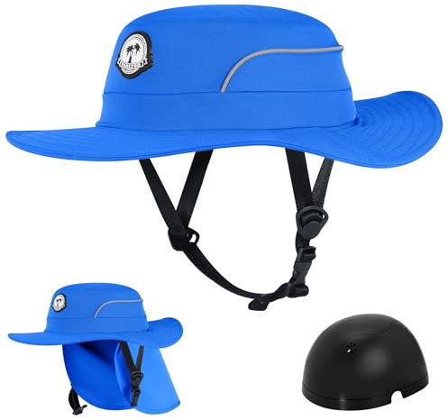 Tontron Waterports Hat with Hard Shell for Surfing, SUP,Kayaking and Watersports (US, Alpha, Large, Blue)