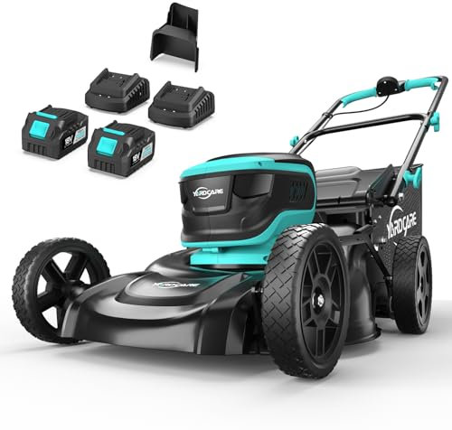 YARDCARE Cortacesped Bateria con 7 Alturas de Corte, hasta 675㎡, Cortacesped Electrico con Pantalla LED, Ancho de Corte 41cm, Kit de Mantillo&Bolsa Recolectora de 45L, Mango Ajustable