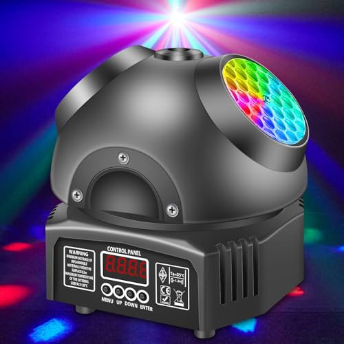 DJ Discolicht Partylicht, Moving Head - T115,LED RGB Licht DJ Projektor Musikgesteuert DJ Disco Lichter, DMX Effektstrahler,Für KTV Familientreffen Hochzeit Geburtstag Halloween