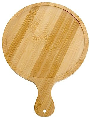 Amosfun Tabla De Pizza De Bambú Redonda Bandeja Para Pizza Occidental De Multiusos Bandeja Para Servir Para Cafeterías y Comidas